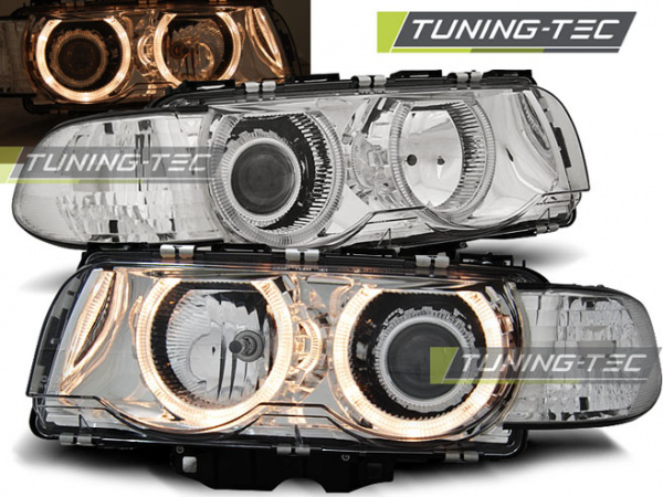 Upgrade Design Angel Eyes Scheinwerfer für BMW 7er E38 Facelift 98-01 chrom